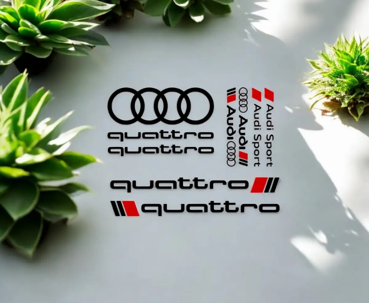 Kit Complet de 9 Stickers Audi Quattro